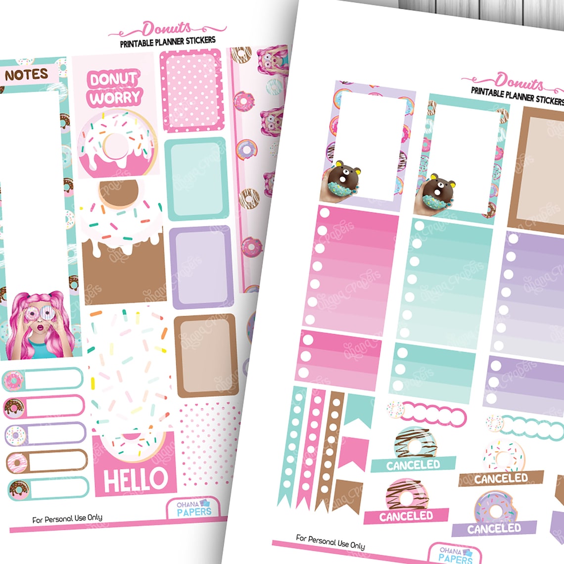 DONUT Printable Planner Stickers Weekly Kit for Happy Planner - Etsy