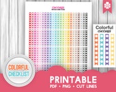 Printable Checklist Planner Stickers, Colorful Flag stickers, Rainbow To Do List, Digital Checklist Stickers