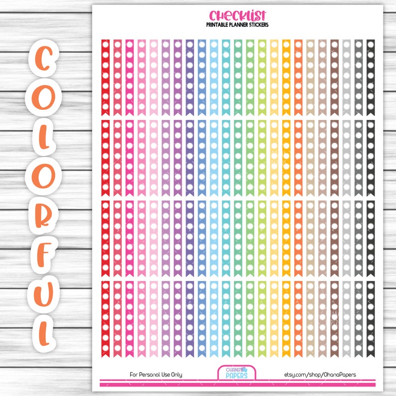 Printable Checklist Planner Stickers, Colorful Flag Stickers, Rainbow ...
