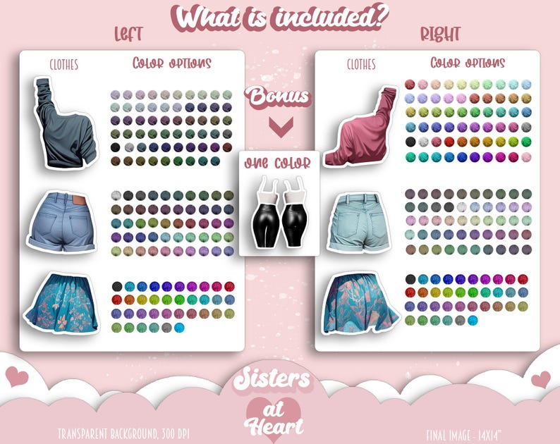 Bästa vänner - Soul Sisters BFF Clipart | Anpassad bästiskonst | Modeflickor PNG | Kurviga och plus size-bästisar | Vy bakifrån bild 4
