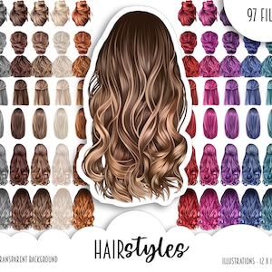 ヘア クリップアート、メッシー バン ヘア PNG、カスタム キャラクター ヘアスタイル、女性のファッション ガール ベスト フレンズ クリップアート、ショートヘア ナチュラル カーリー クリップアート