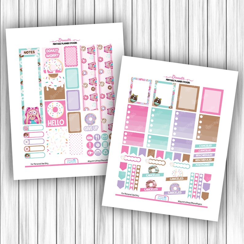 DONUT Printable Planner Stickers Weekly Kit for Erin Condren | Etsy