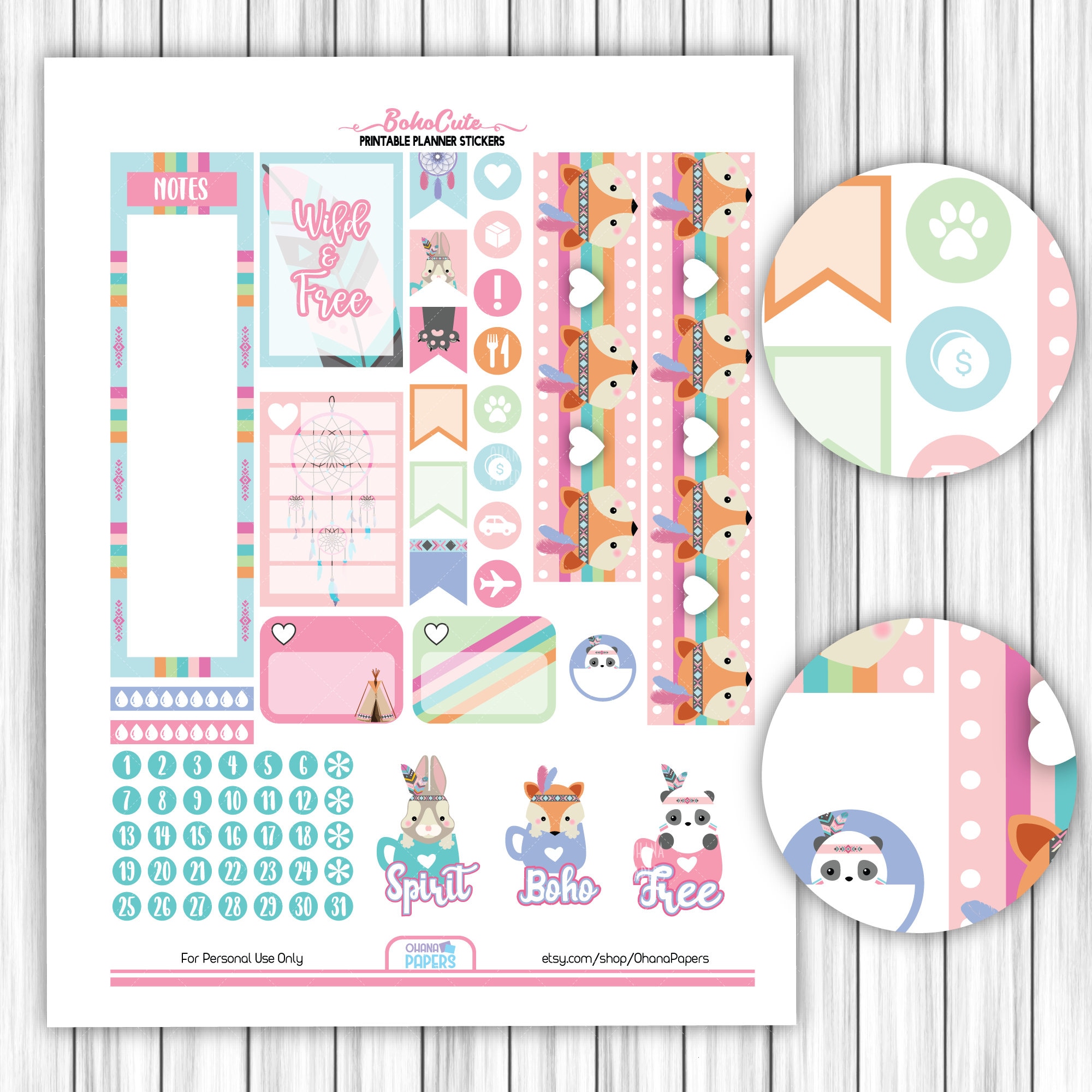 Boho Printable Planner Stickers Graphic by Stickers By Jennifer · Creative  Fabrica