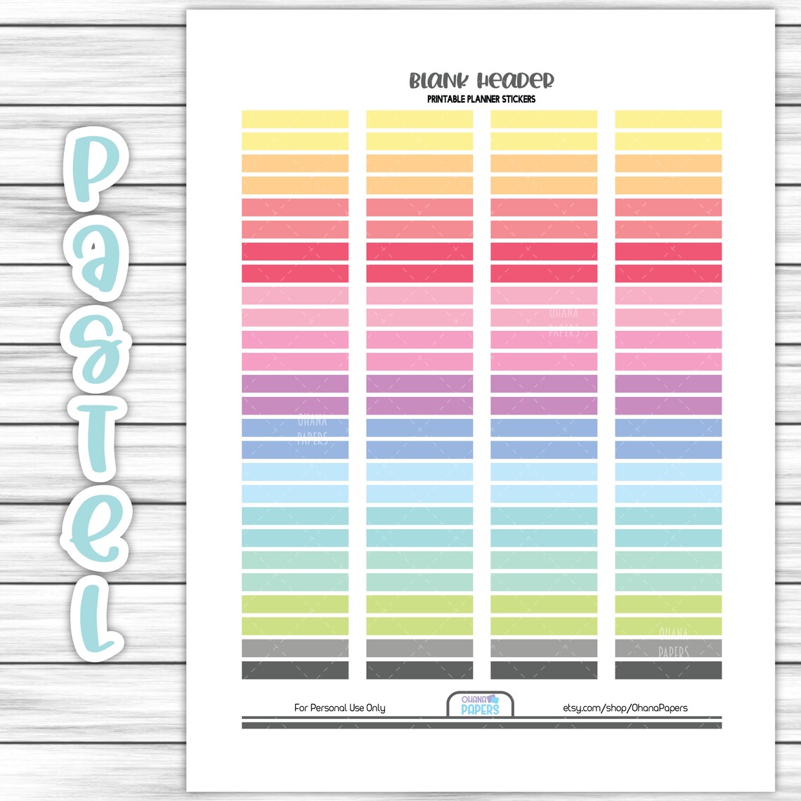 Copy Header Printable Printable Blank Header Stickers, Functional Multicolor Header, Rainbow ...