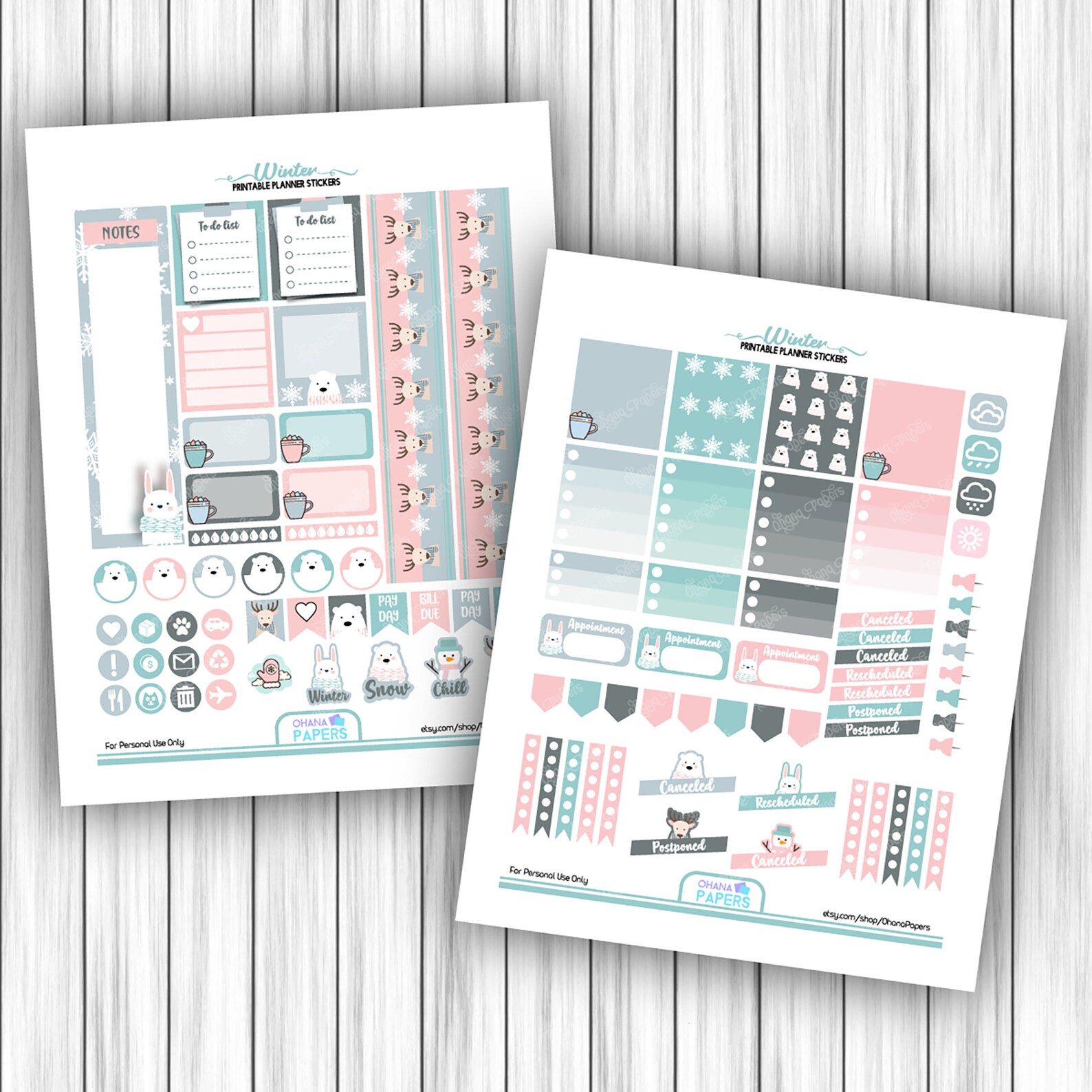 WINTER Printable Stickers EC Planner Stickers Erin Condren | Etsy