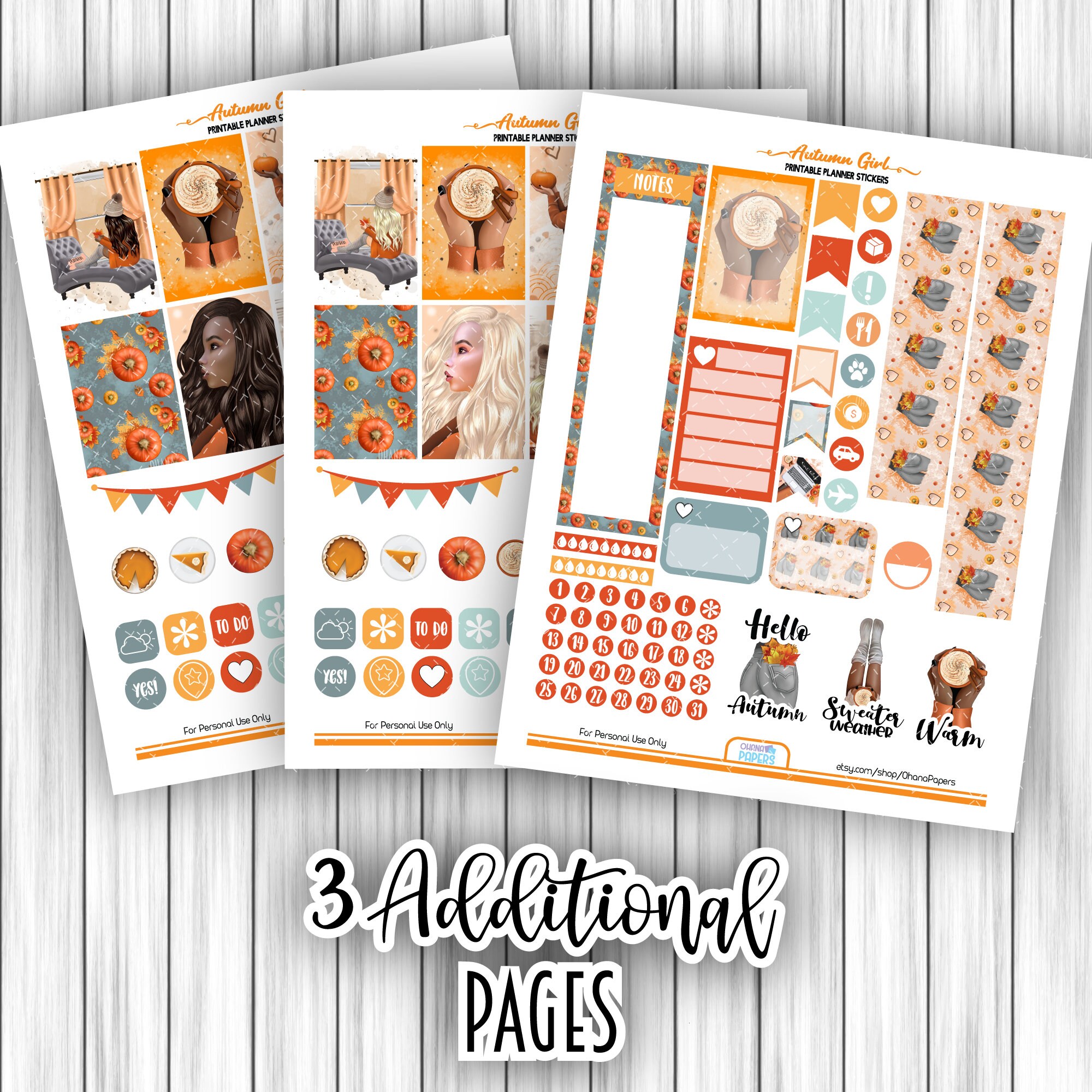 Printable AUTUMN PLANNER STICKERS Happy Planner Weekly Kit | Etsy