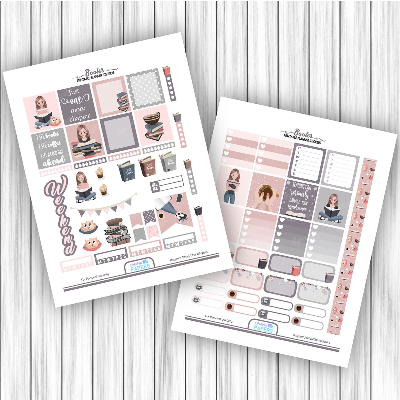 Book Planner Printable Stickers Erin Condren Horizontal EC - Etsy