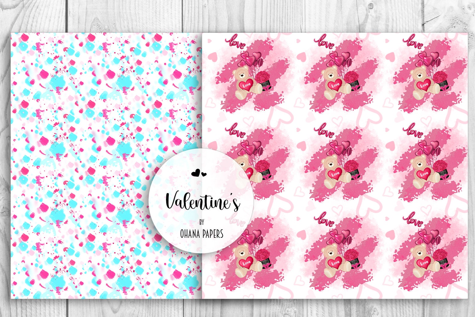 VALENTINES DAY Digital Paper Pack, Fashion Illustration Girl, Romantic ...
