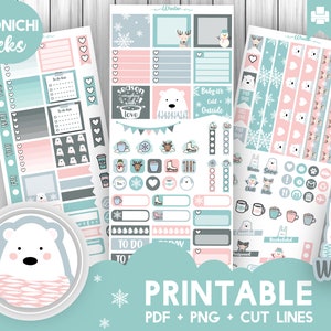 WINTER Printable Stickers HOBONICHI Planner Stickers Hobo Weeks Kit Winter Planner Stickers Weekly Kit | Hobonichi Kits Silhouette Cut Files