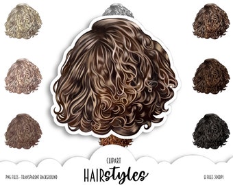Clipart de cabello rizado natural: Peinados masculinos PNG (Descarga digital)