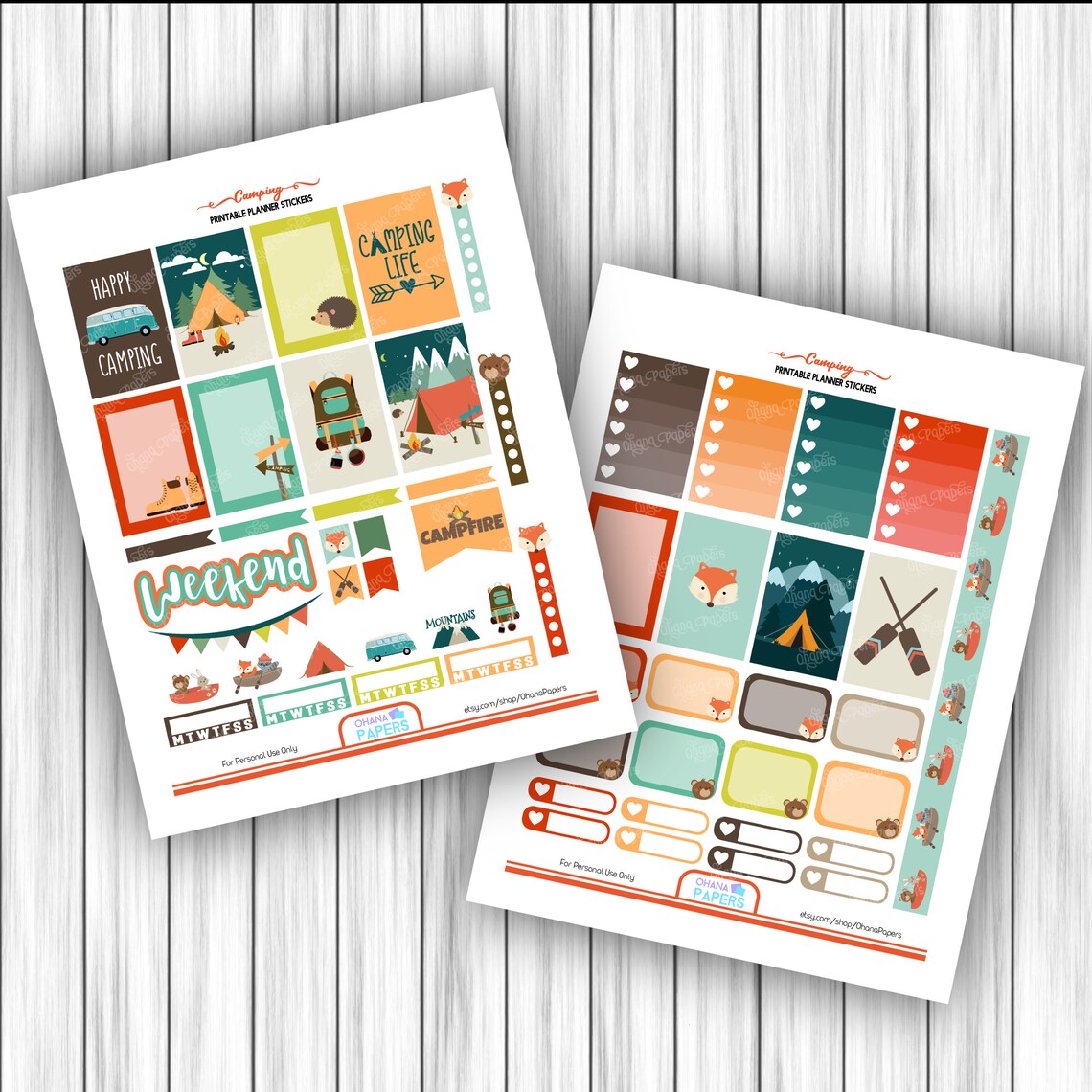 CAMPING Happy Planner Printable Stickers Weekly Kit Hiking - Etsy
