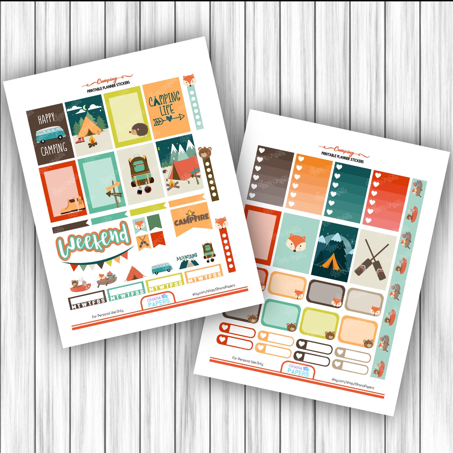 CAMPING Happy Planner Printable Stickers Weekly Kit Hiking - Etsy