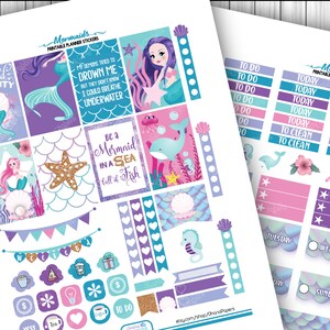 MERMAID Printable Stickers Happy Planner Classic Weekly Kit - Etsy