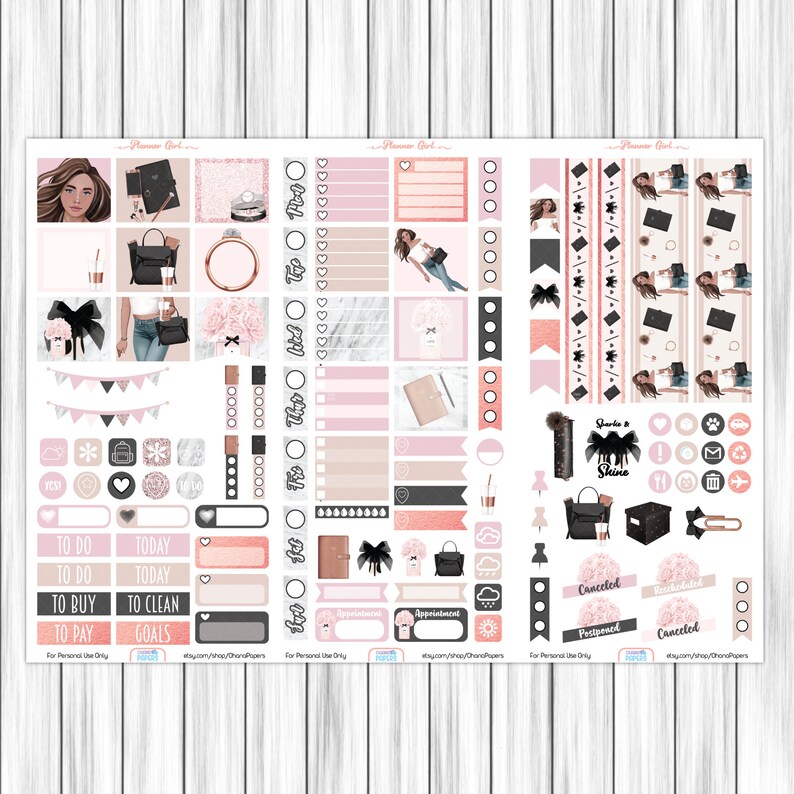 PLANNER GIRL Printable Planner Stickers Hobonichi Weeks Girl - Etsy