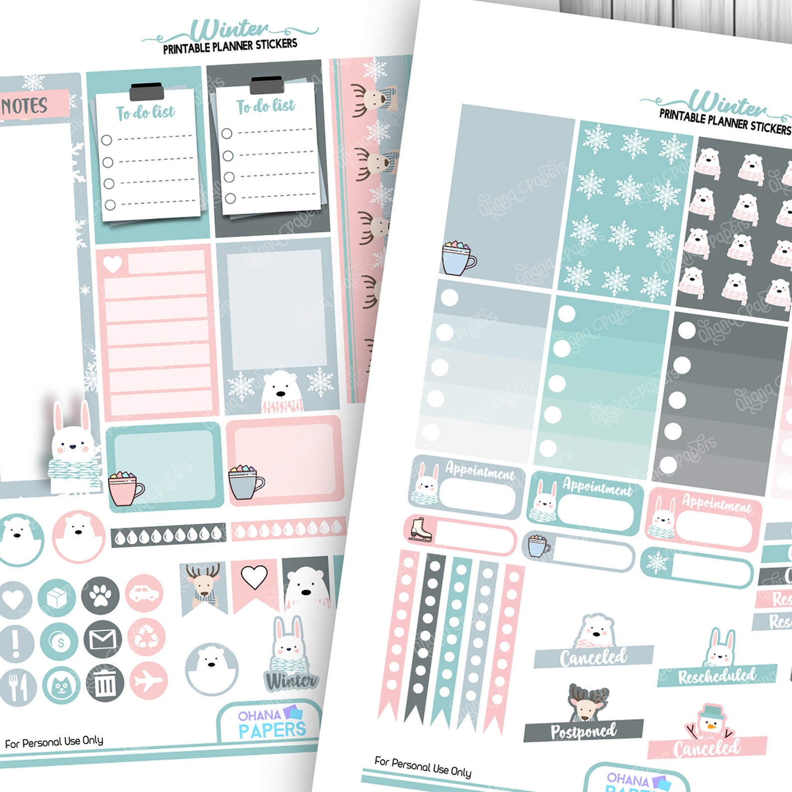 WINTER Happy Planner Printable Stickers Weekly Kit Winter | Etsy