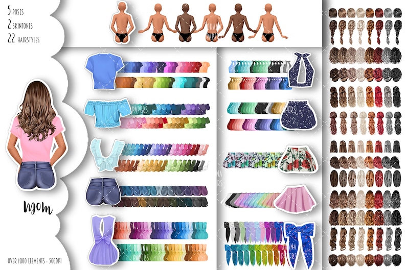 Family Clipart Bundle - Family Illustrations : Mom, Dad, Kids, Dog and Cat, Best Friends | Brother, Sister MEGA BUNDLE | PNG image 4