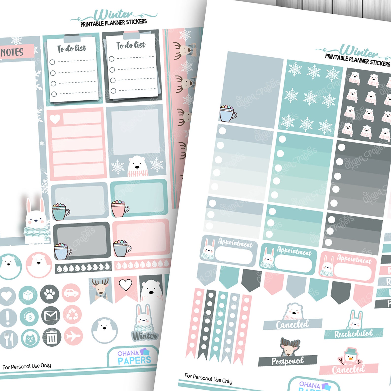 WINTER Printable Stickers EC Planner Stickers Erin Condren Vertical ...