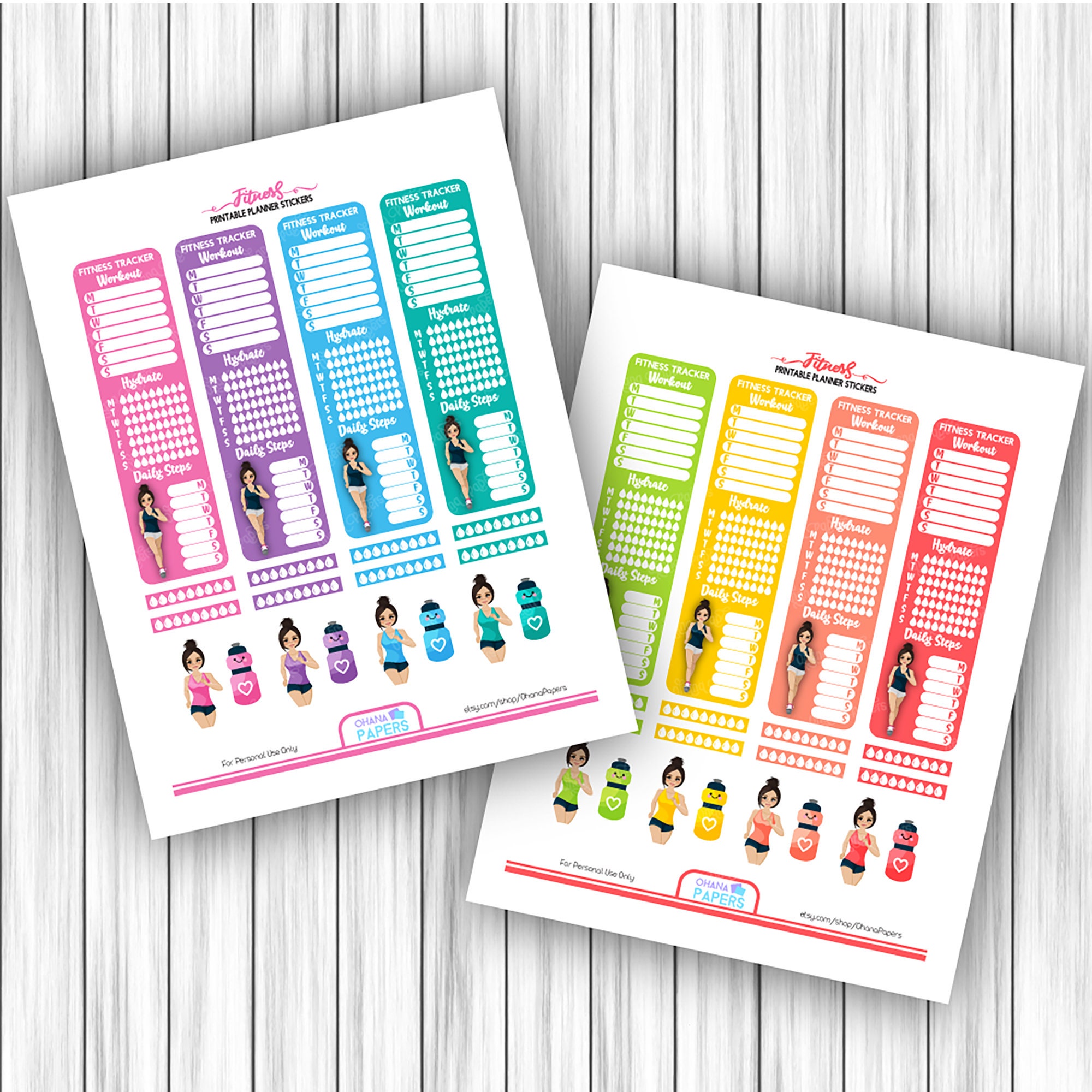 Workout Sidebar Tracker Printable Stickers Fitness Health - Etsy