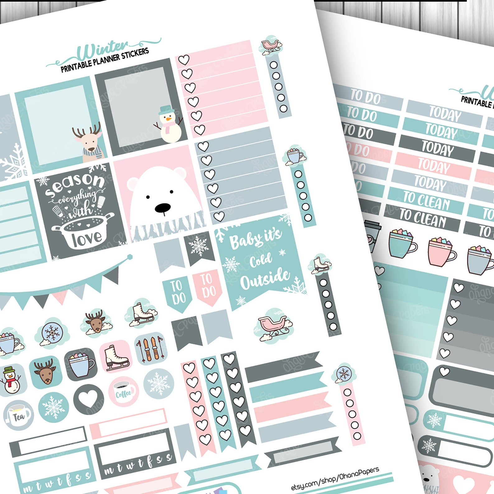 WINTER Printable Stickers EC Planner Stickers Erin Condren | Etsy