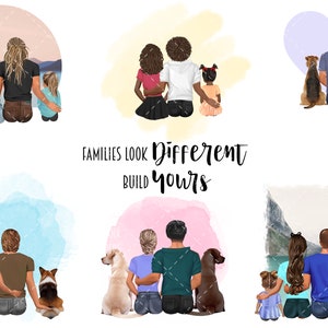 Family Clipart Bundle Illustrations familiales : maman, papa, enfants, chien et chat, meilleurs amis Frère, Soeur MEGA BUNDLE PNG image 2