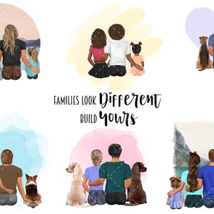 Family Clipart Bundle - Family Illustrations : Mom, Dad, Kids, Dog and Cat, Best Friends | Brother, Sister MEGA BUNDLE | PNG image 2