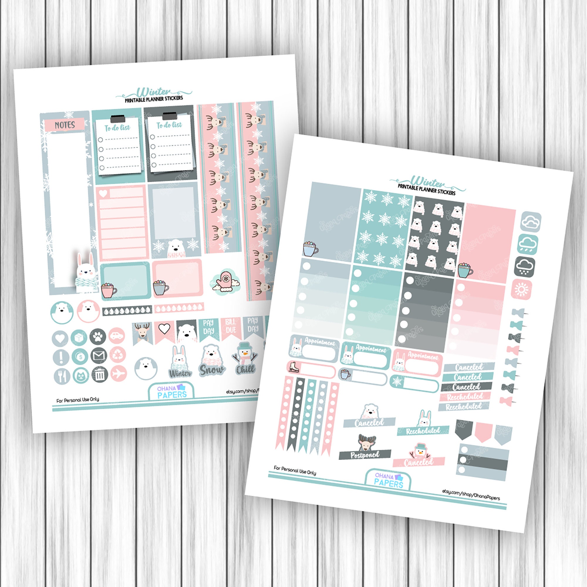 WINTER Happy Planner Printable Stickers Weekly Kit Winter - Etsy