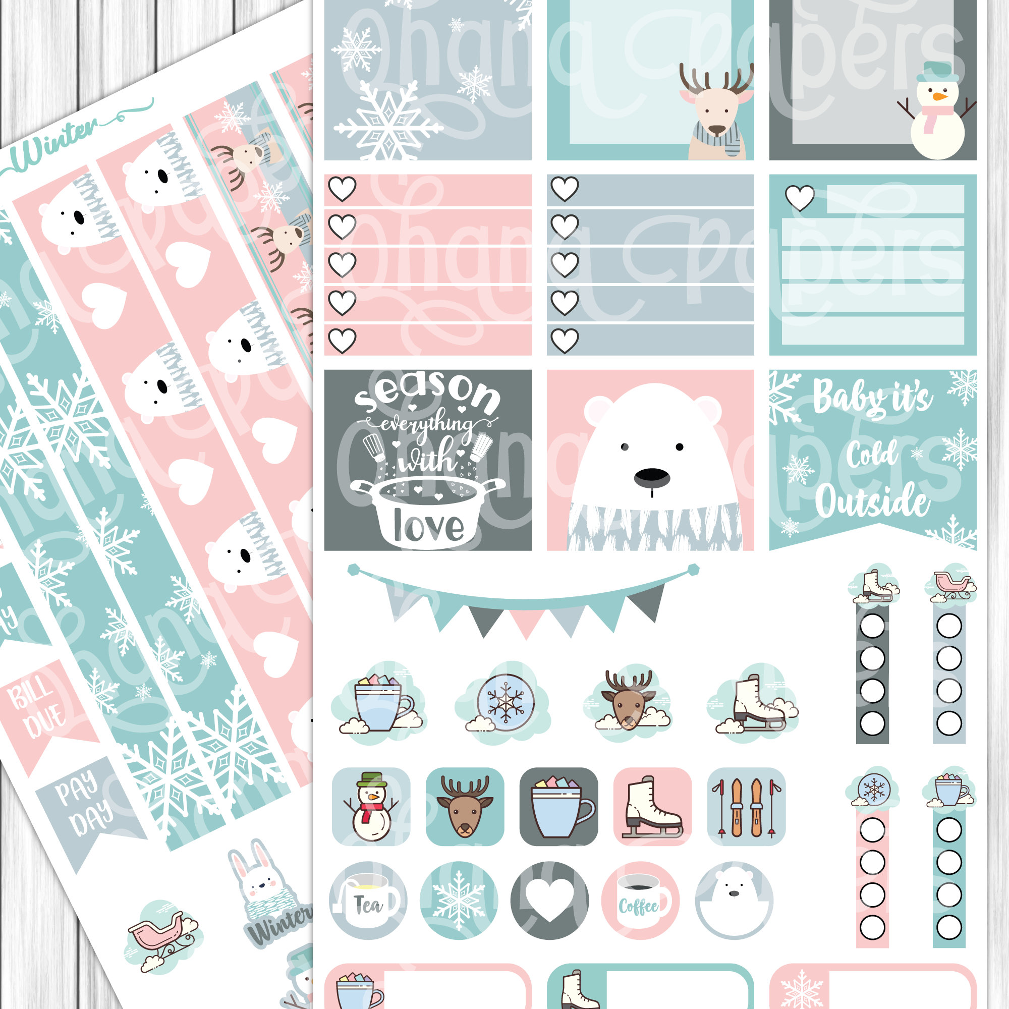 WINTER Printable Stickers HOBONICHI Planner Stickers Hobo | Etsy