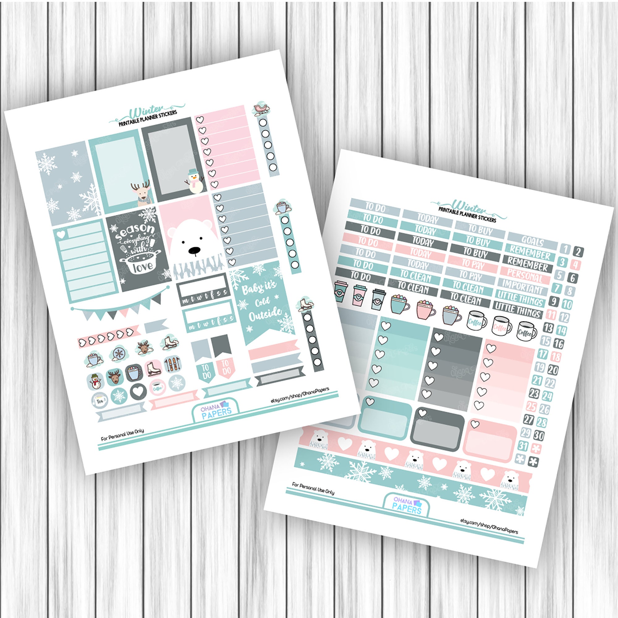 WINTER Happy Planner Printable Stickers Weekly Kit Winter - Etsy