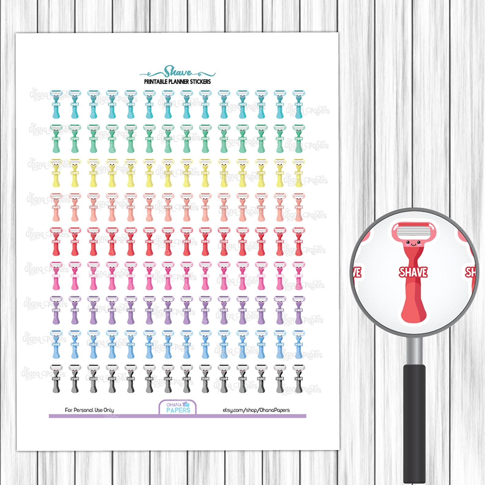 Sticker Cute Razor Printable Planner RAZOR Stickers, Shave Decorative Stickers | Cute ...