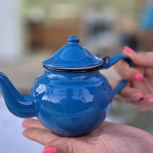 Vintage Enamel Teapot, Rustic Kitchen Decor, 0.5 Liter