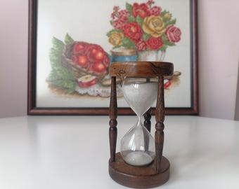 Vintage Wooden Sand Timer, 2.75 Minute Hourglass, Home Decor