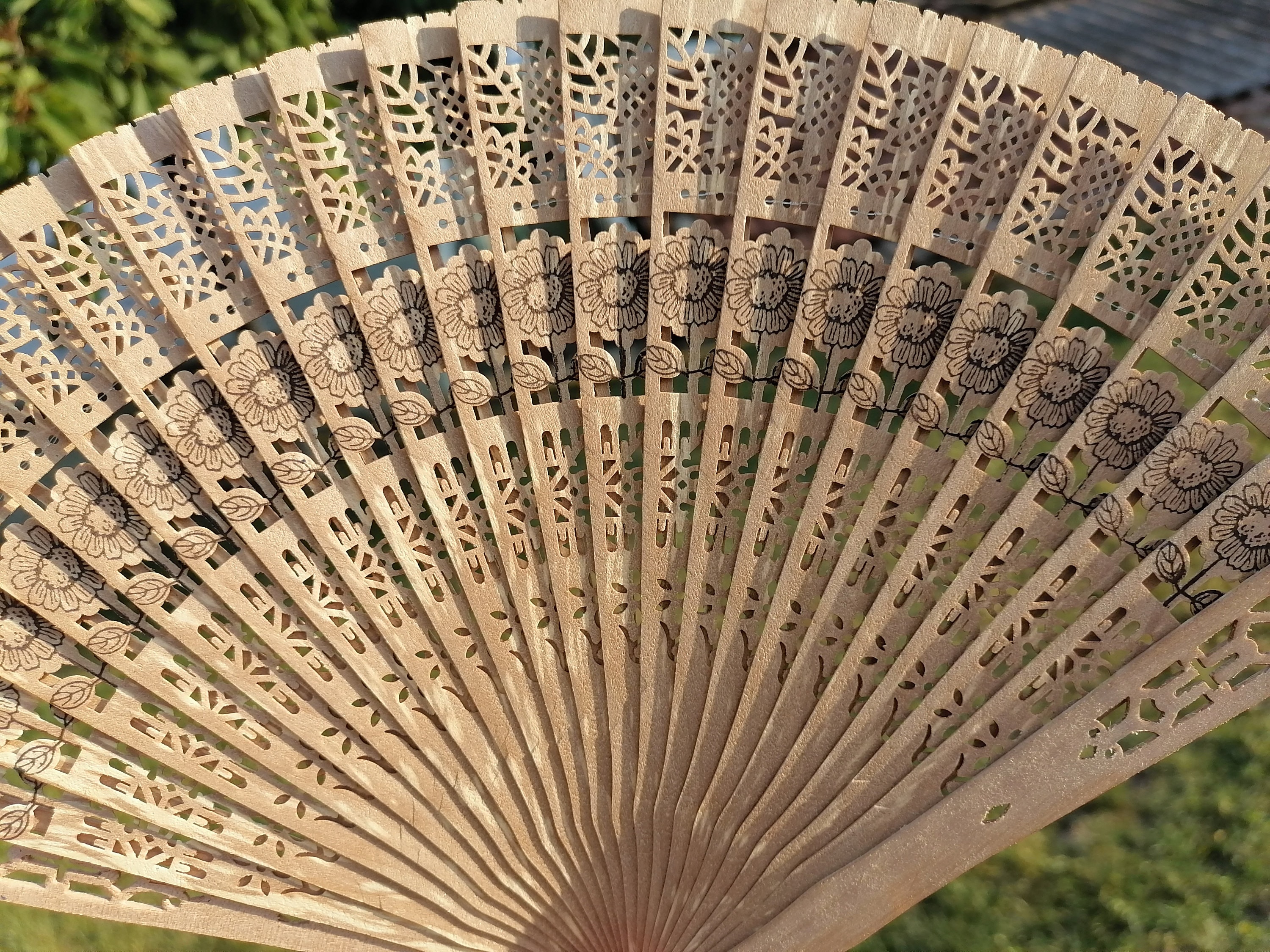 Vintage wooden fan, Wooden hand fan, Handmade wooden fan, Folding hand
