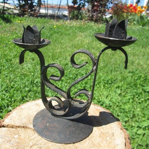 Iron Candleholder, Double Candlestick, Vintage Candlestick, Handmade Candlestick, Wrought candle holder, Vintage Candleholder, Rustic decor