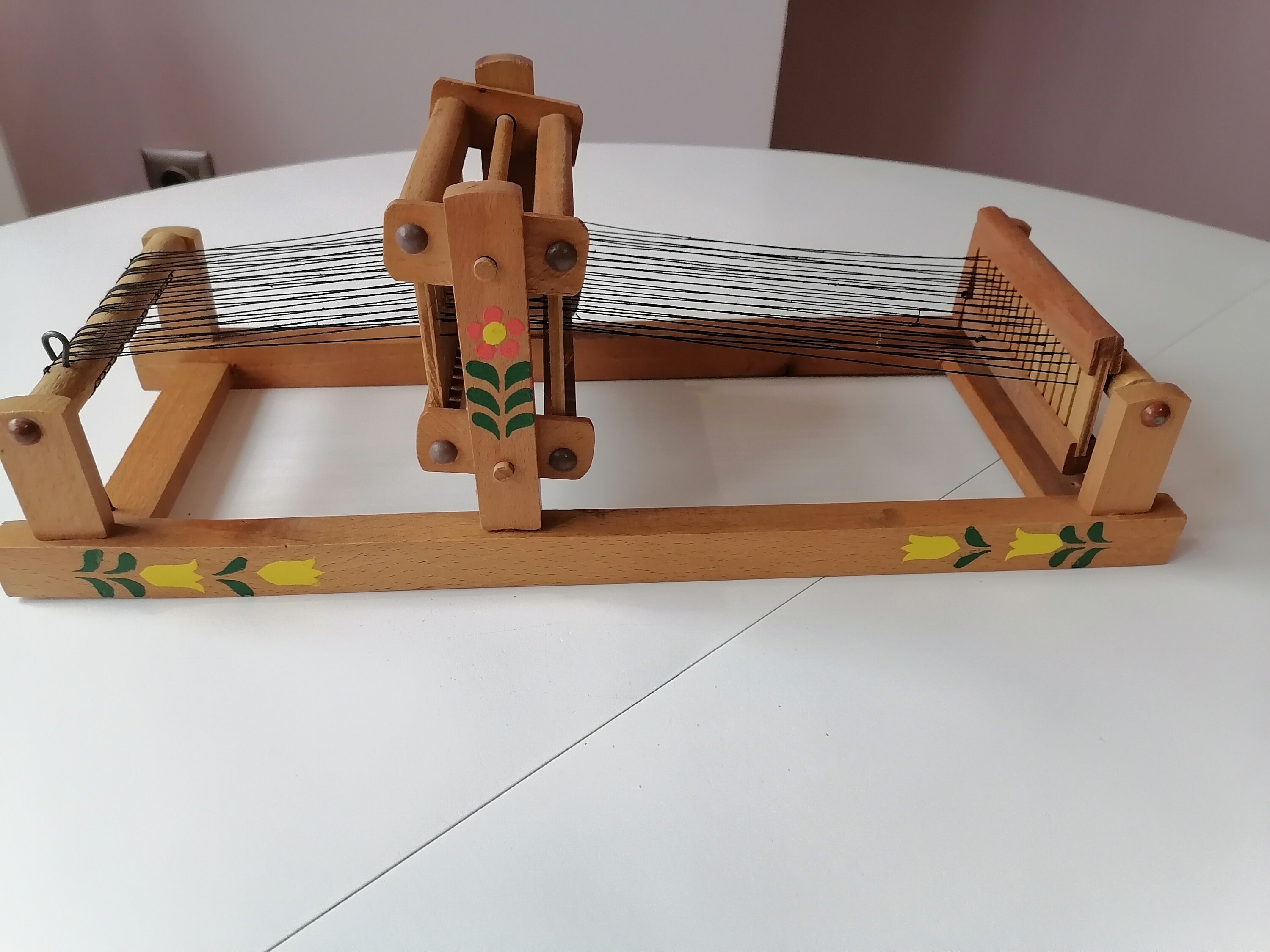 Antique Weaving Loom, Wooden Decorative Model, Manual Weaving Loom