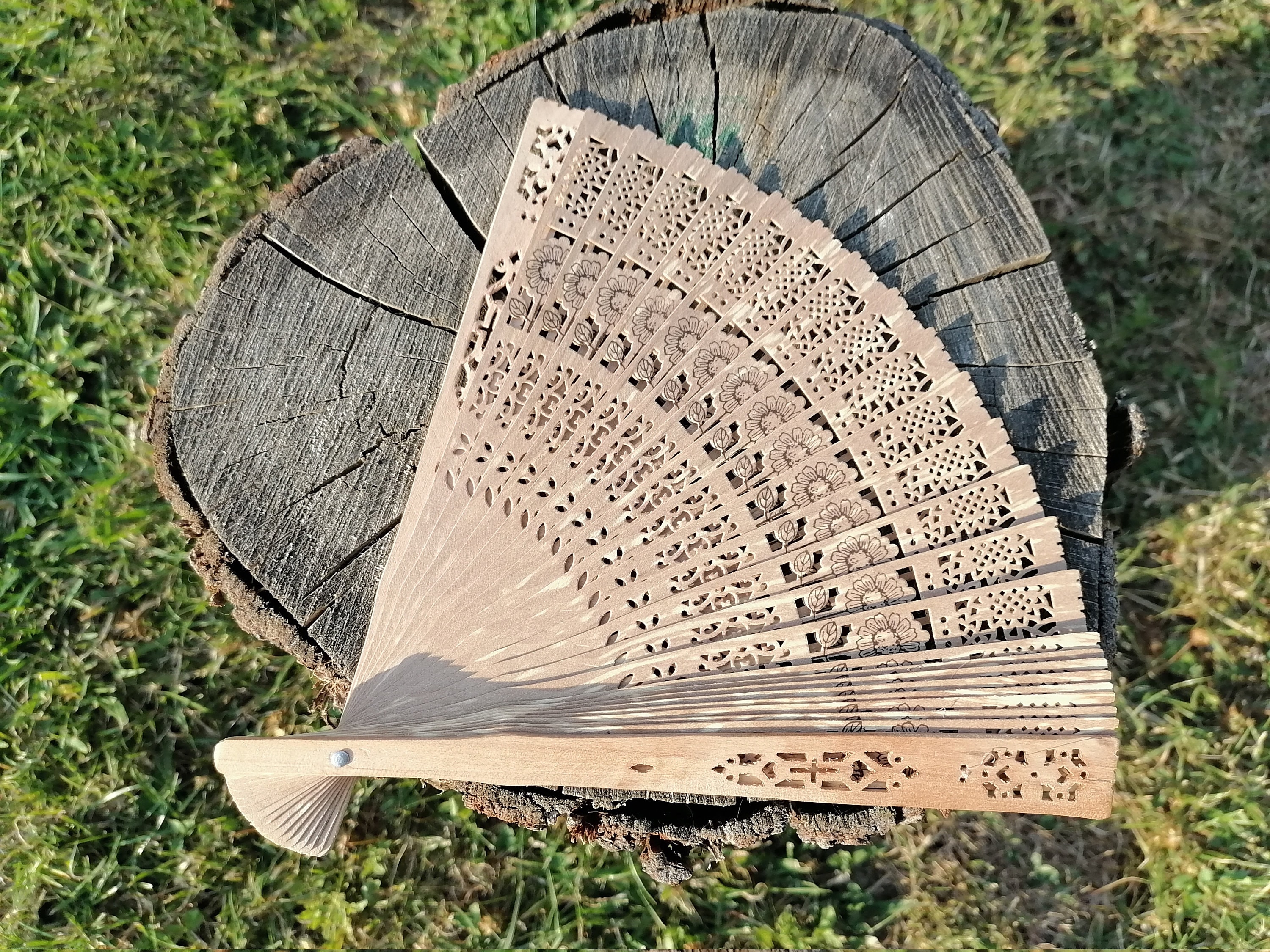 Vintage wooden fan, Wooden hand fan, Handmade wooden fan, Folding hand