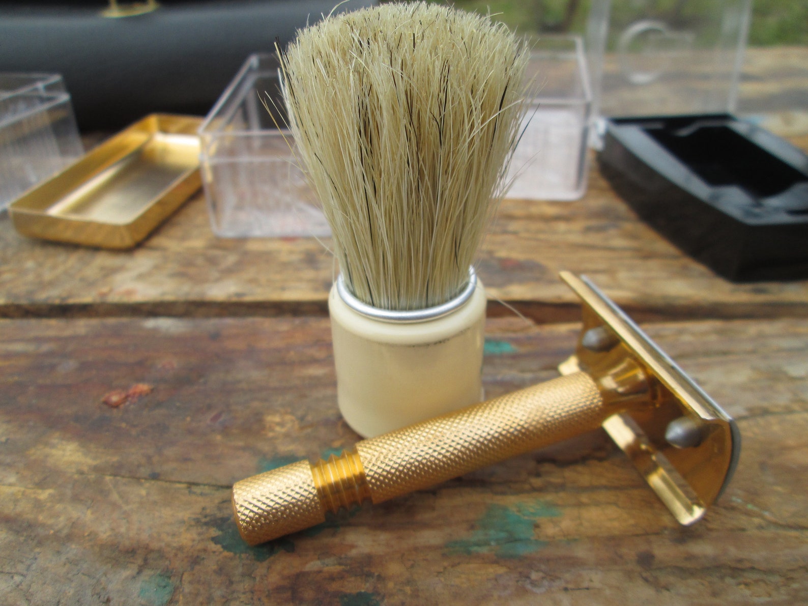 Vintage Shaving Set, Shaving Accessories, Shaving Kit in Black Case