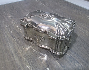 Vintage Metal Filigree Jewelry Box, Velvet Lined, Treasure Box