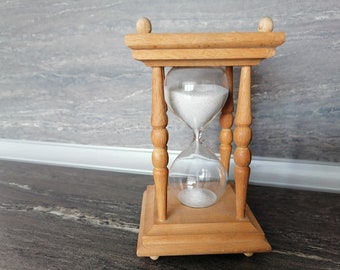 Vintage Wooden Sand Timer, 4 Minute Hourglass, Home Decor