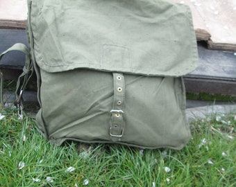 Vintage Military Canvas Shoulder Bag, Green Army Pouch