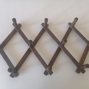 Folding hanger, Wooden hanger, Accordion wooden hanger, Clothes wall hanger, Antique Wall Coat Rack, Rustic home decor, Wall decor, Gift