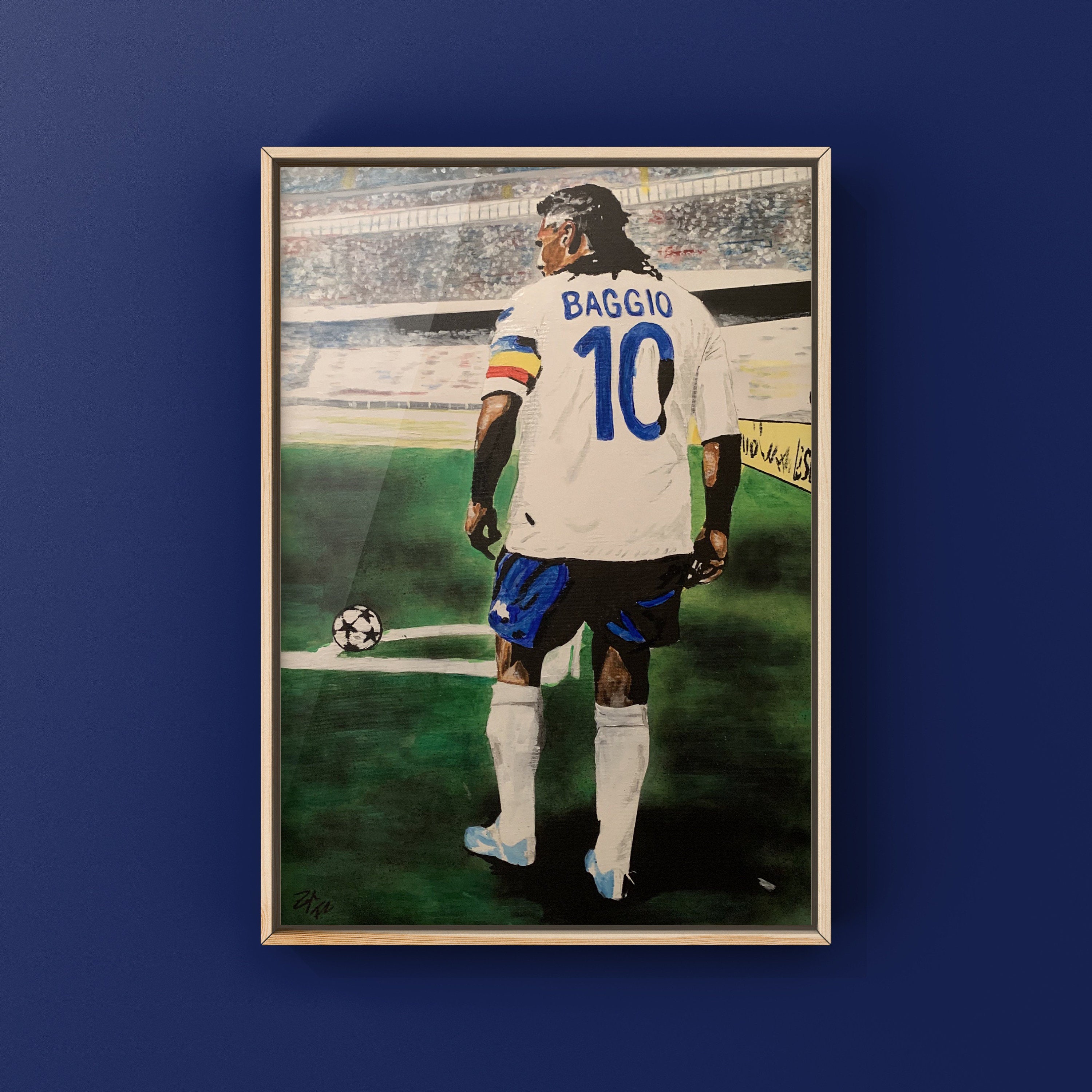 Dipinto a mano di Roberto Baggio “Divin Codino” su tela