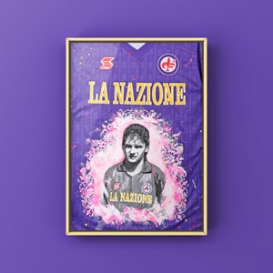 Maglia Fiorentina Baggio dipinta a mano & poster