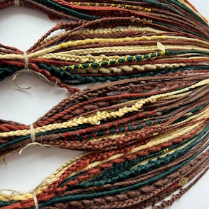 Mix different styles,brown,onange, green dreads, braids/viking style synthetic hair extension/Brown dreads/Synthetic dreads/Braids