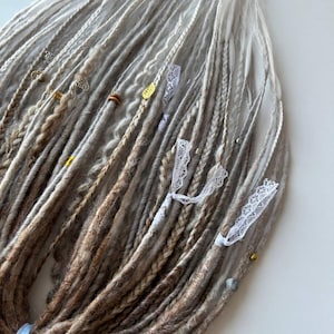 Mix different styles blonde grey dreads and braids /viking style synthetic hair extension/Double ended/Single ended/Synthetic dreads