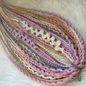 Candy mix braids/dreadlock /viking style synthetic hair extension/full head dreadlocks set, white/grey/lavender/pink extension/DE & SE