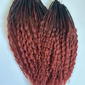 Synthetic dreadlocks, curls.Dreads and braid/viking style synthetic hair extension/ full head curls set/mix of black/burgundy extension/