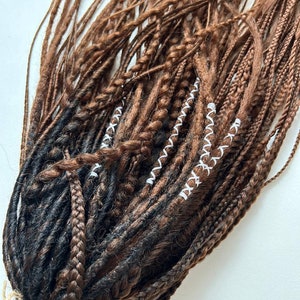 Synthetic dreadlocks.Dreads and braid/viking style synthetic hair extension/ full head dreadlocks set/mix of black/brown exsention