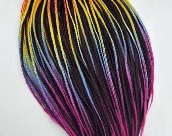 Rainbow Black Braids / Double Ended DE Hair Extensions
