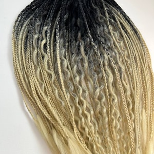 Mix of different styles black/beige dreads and braid /viking style synthetic hair extension/Double ended/Single ended/Handmade dreadlocks