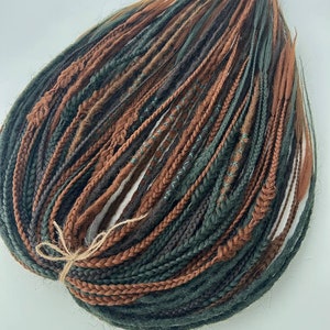 Brown and green synthetic extension,natural looking dreadlocks,Double Ended dreads extension,dreadlocks extension, brown braids